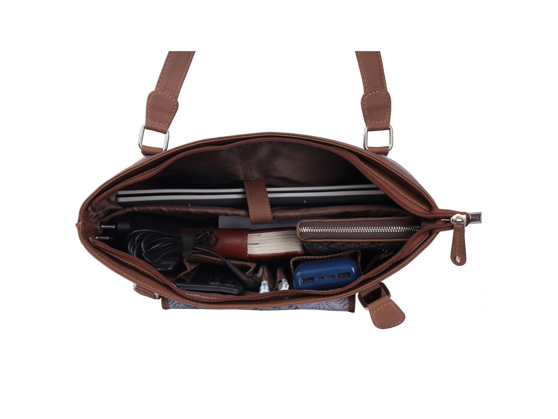 Blue Handcrafted Vegan Leather Office Bag – Elegant & Functional - Amic