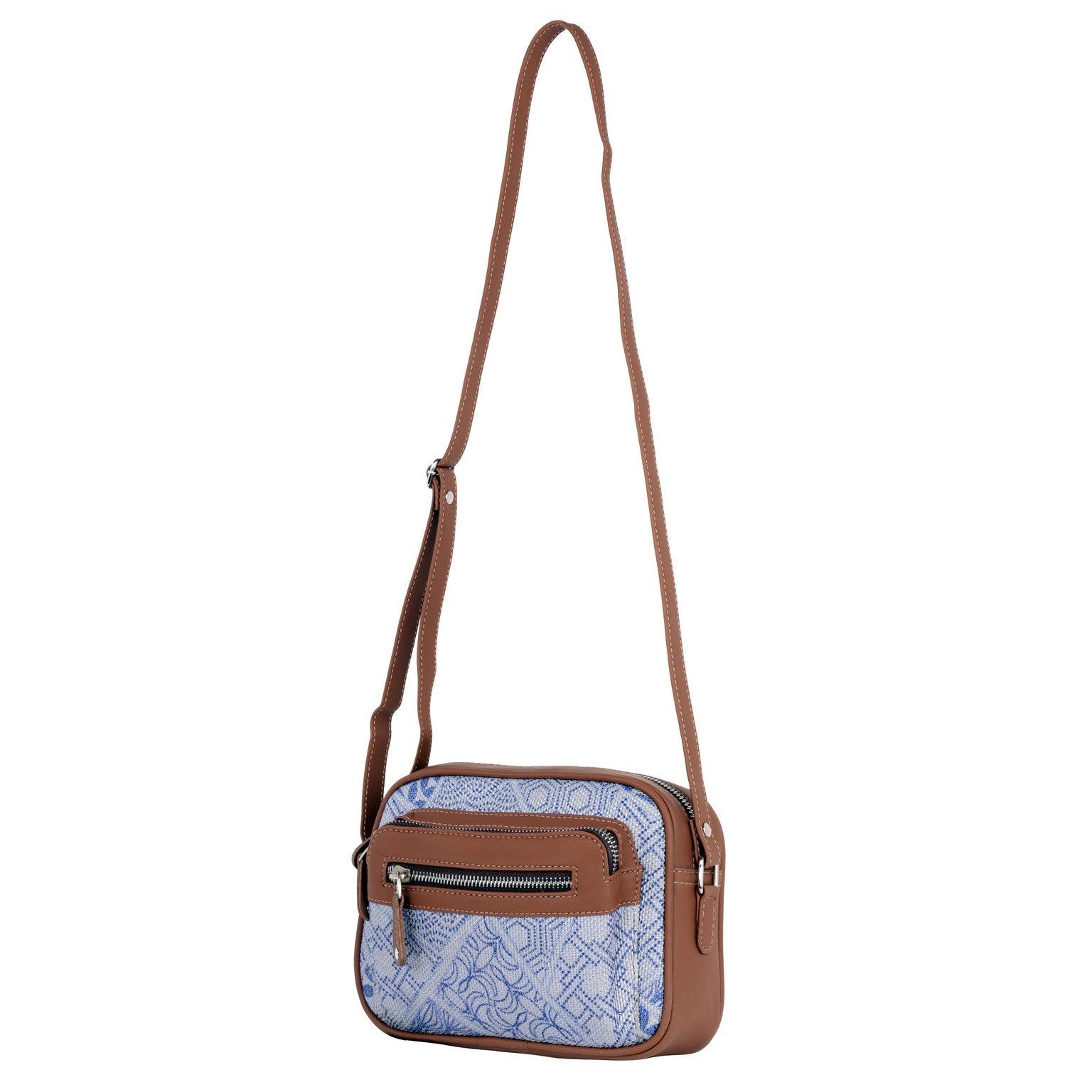 Amic Blue Floral Sling Wallet – Compact, Durable & Elegant - Amic