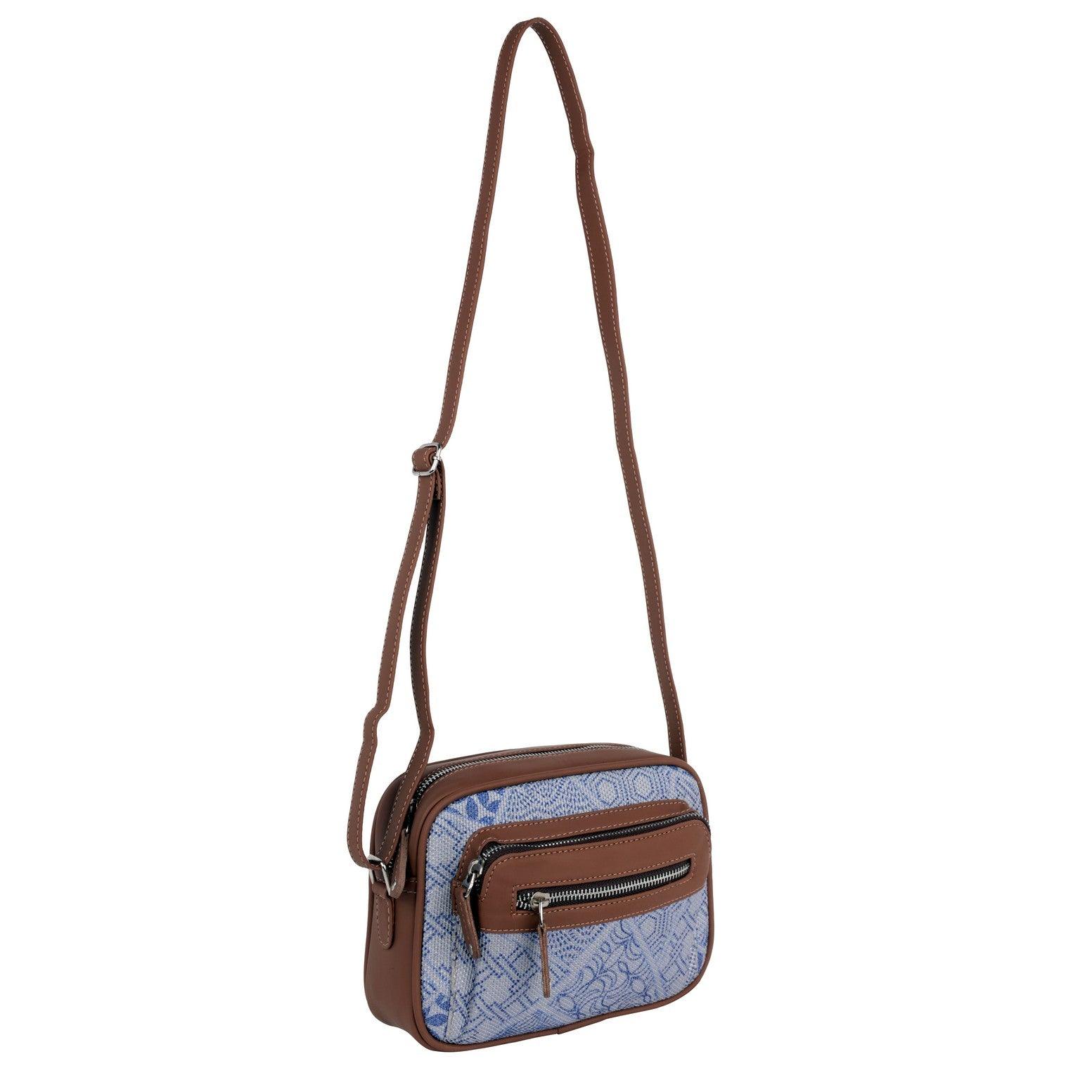 Amic Blue Floral Sling Wallet – Compact, Durable & Elegant - Amic
