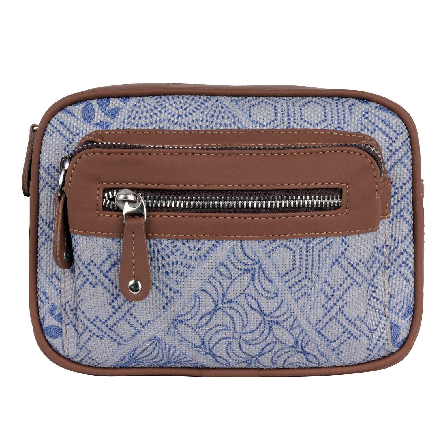 Amic Blue Floral Sling Wallet – Compact, Durable & Elegant - Amic