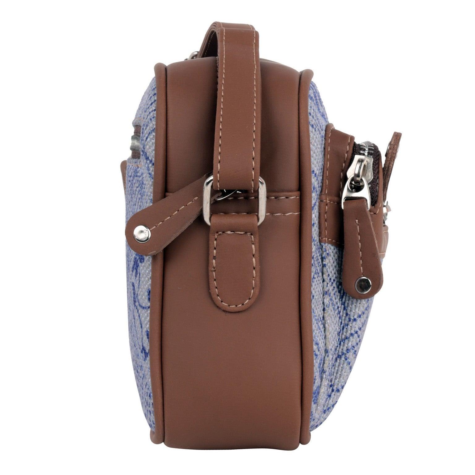 Amic Blue Floral Sling Wallet – Compact, Durable & Elegant - Amic