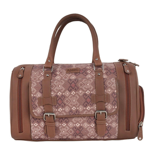 Amic Jute Printed Handcrafted Travel Bag, Luggage Shoulder Bag Duffel Without Wheels - Amic