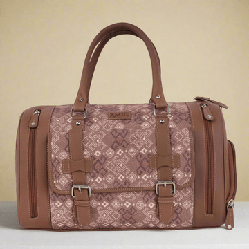 Amic Jute Printed Handcrafted Travel Bag, Luggage Shoulder Bag Duffel Without Wheels - Amic