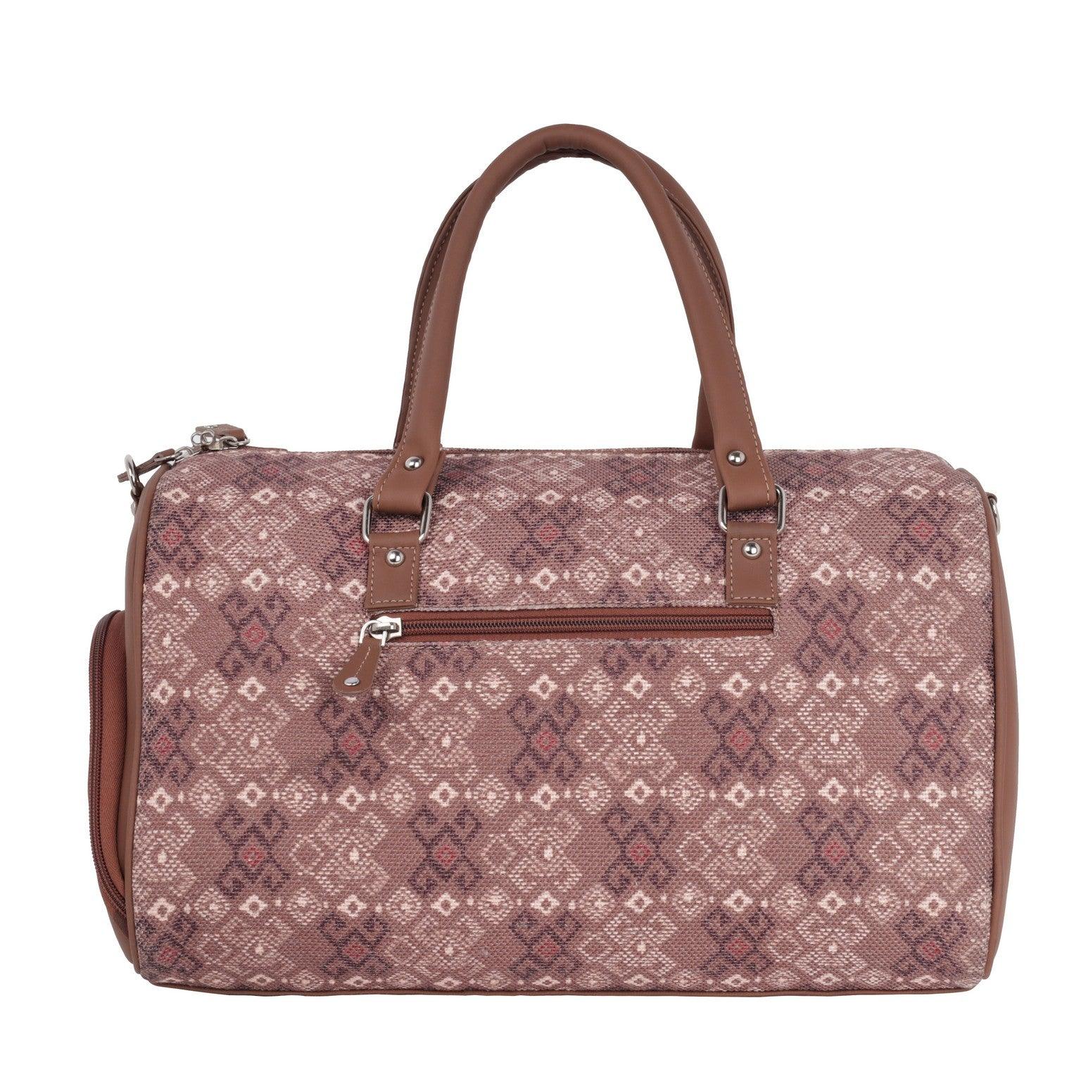 Amic Jute Printed Handcrafted Travel Bag, Luggage Shoulder Bag Duffel Without Wheels - Amic