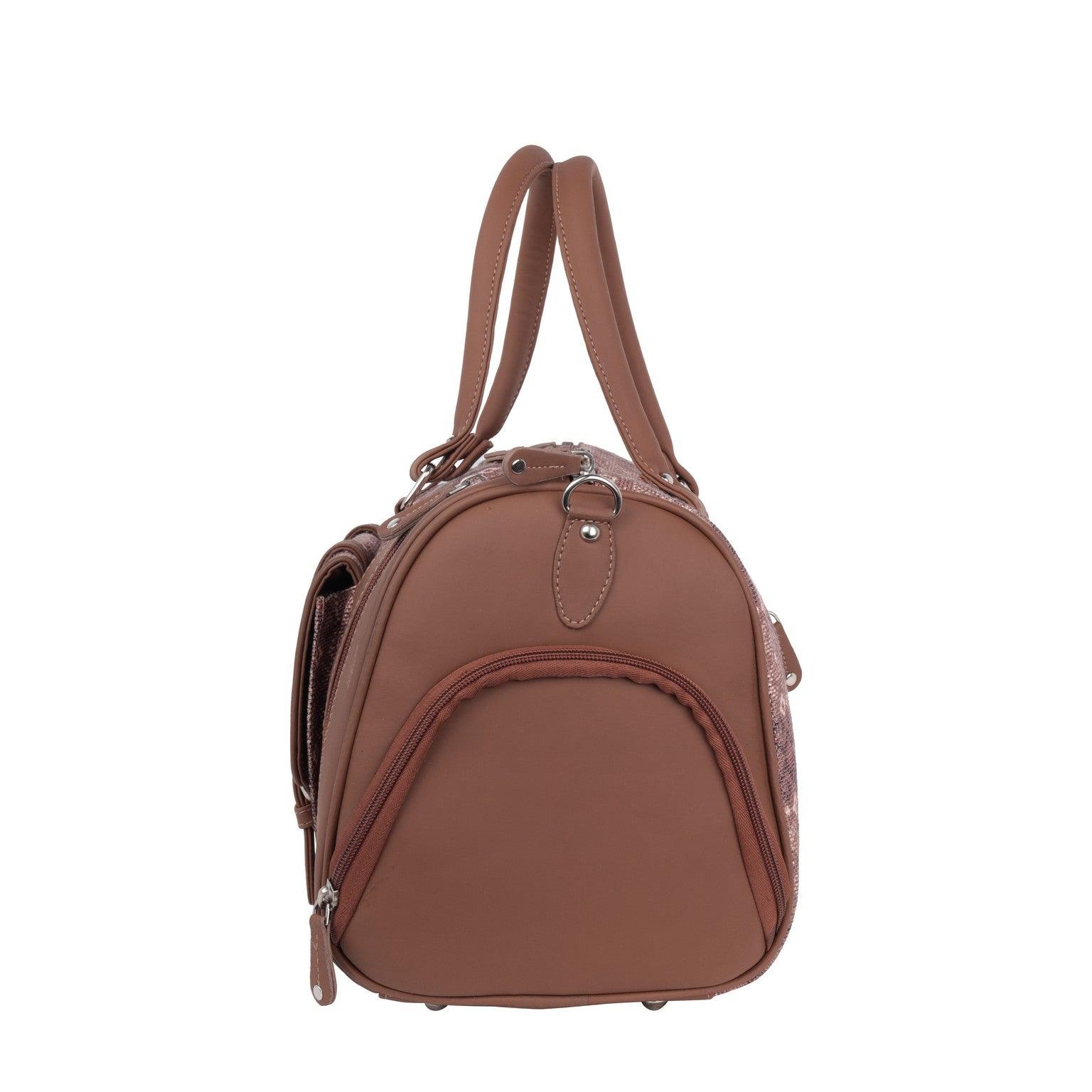 Amic Jute Printed Handcrafted Travel Bag, Luggage Shoulder Bag Duffel Without Wheels - Amic