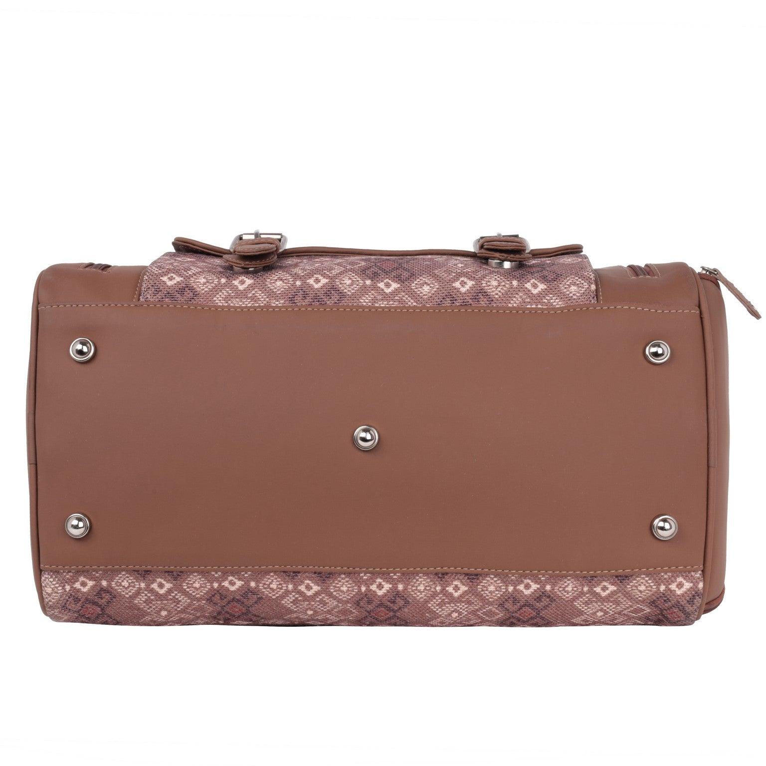Amic Jute Printed Handcrafted Travel Bag, Luggage Shoulder Bag Duffel Without Wheels - Amic