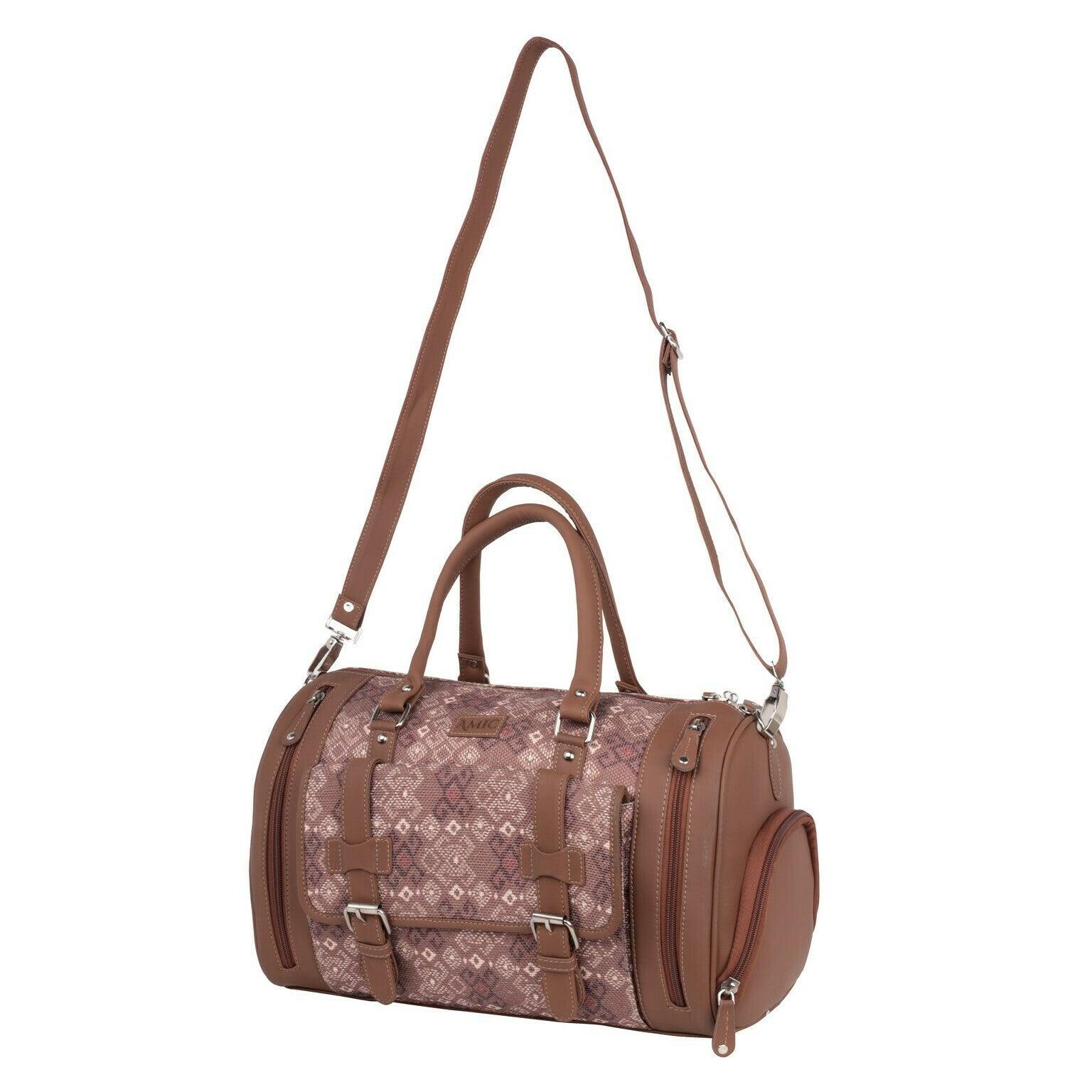 Amic Jute Printed Handcrafted Travel Bag, Luggage Shoulder Bag Duffel Without Wheels - Amic