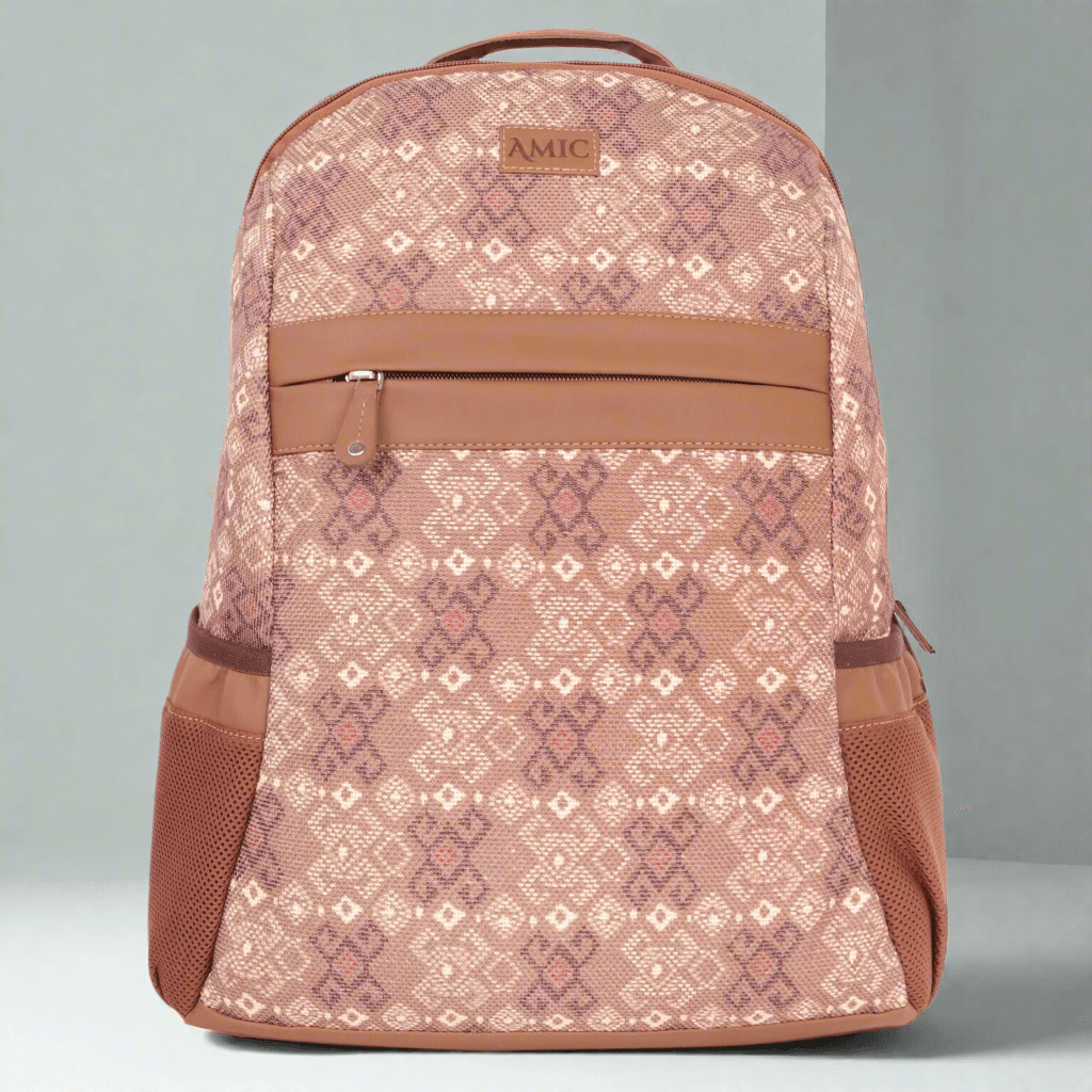 Amic Women Jute Printed Handcrafted Office, College Handbag 18 L Backpack - Amic