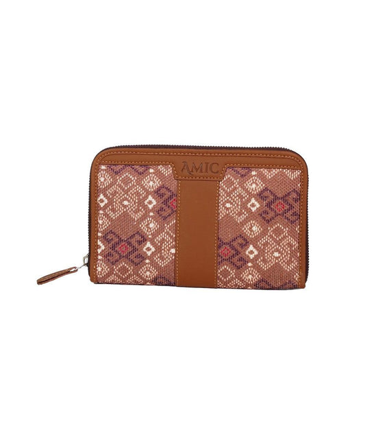 Amic Vegan Leather Chain Wallet with Rustic Geometric Patterns – Stylish and Functional - Amic