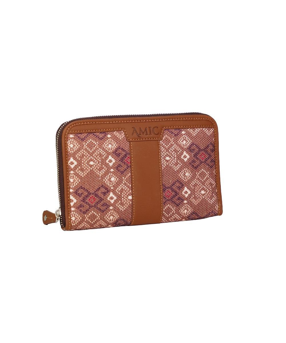 Amic Vegan Leather Chain Wallet with Rustic Geometric Patterns – Stylish and Functional - Amic