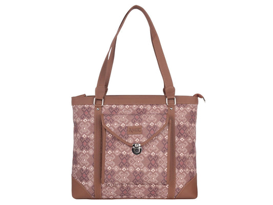 Brown Diamond Pattern Vegan Leather Office Bag for Women - Stylish & Functional | Amic Bags - Amic