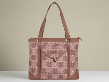Brown Diamond Pattern Vegan Leather Office Bag for Women - Stylish & Functional | Amic Bags - Amic