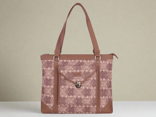 Brown Diamond Pattern Vegan Leather Office Bag for Women - Stylish & Functional | Amic Bags - Amic