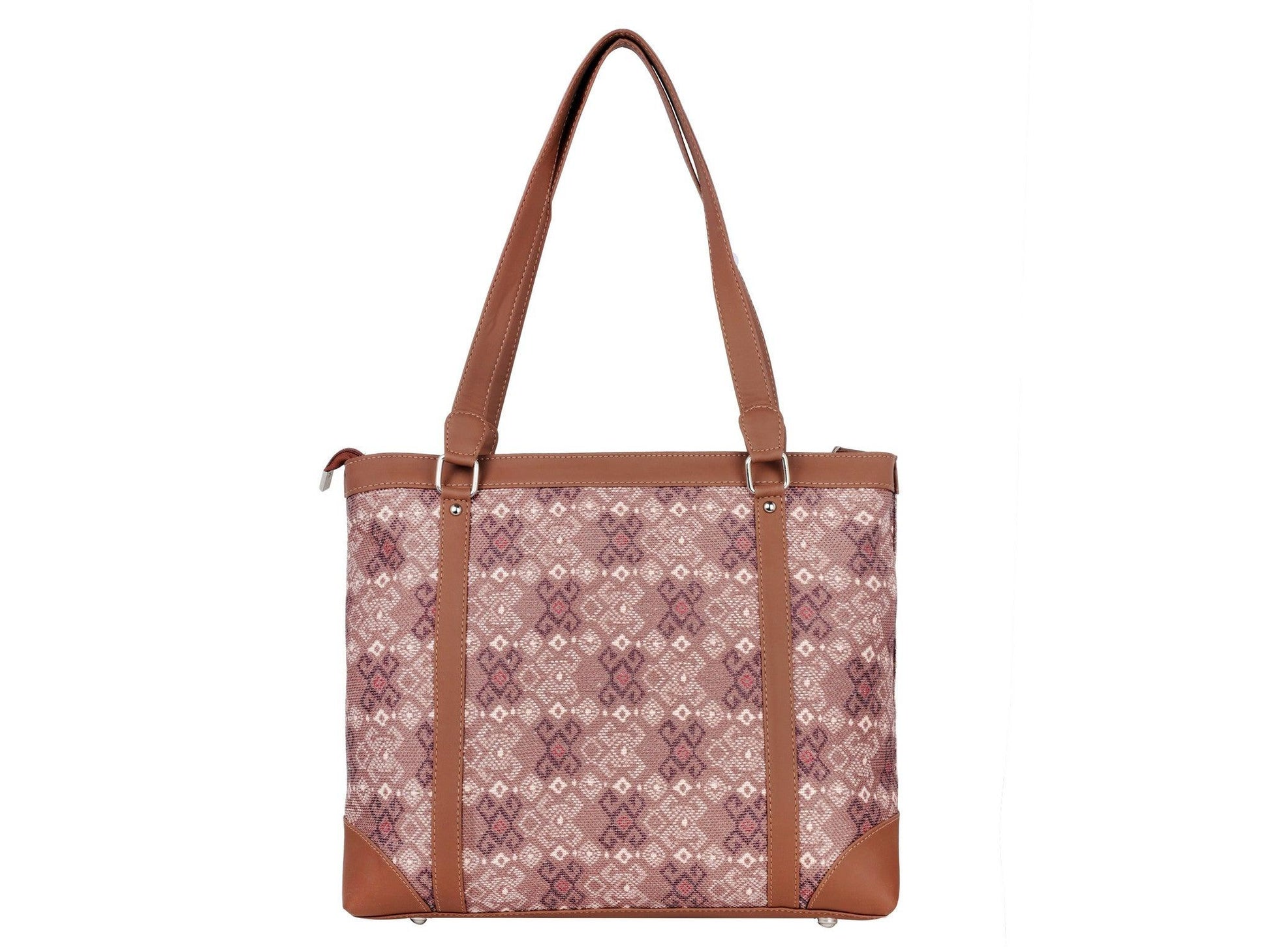 Brown Diamond Pattern Vegan Leather Office Bag for Women - Stylish & Functional | Amic Bags - Amic