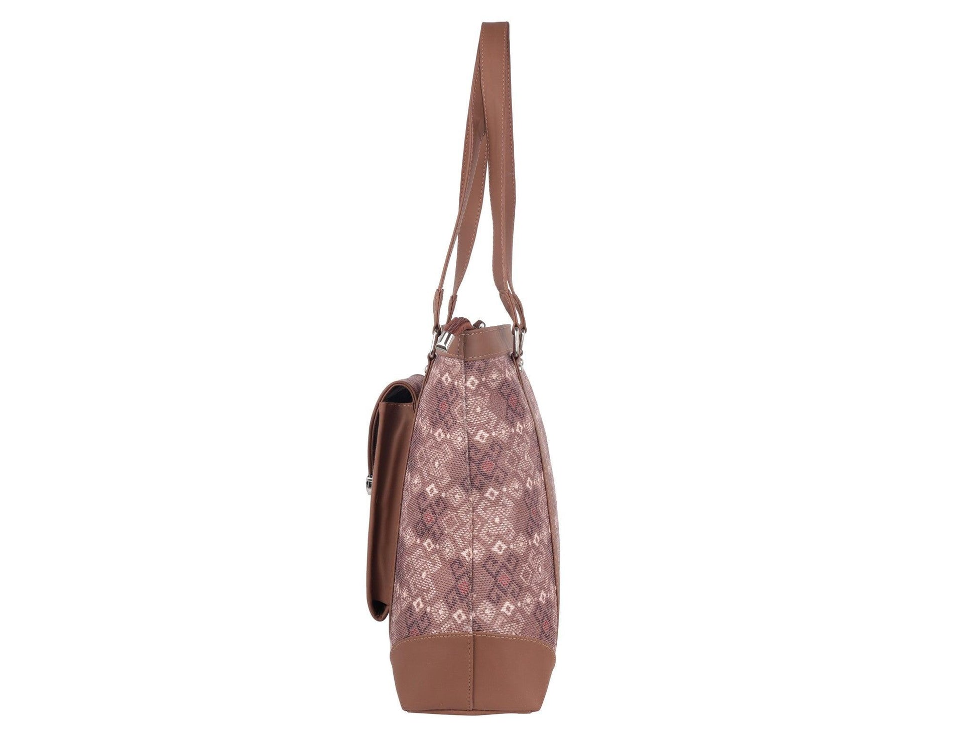 Brown Diamond Pattern Vegan Leather Office Bag for Women - Stylish & Functional | Amic Bags - Amic
