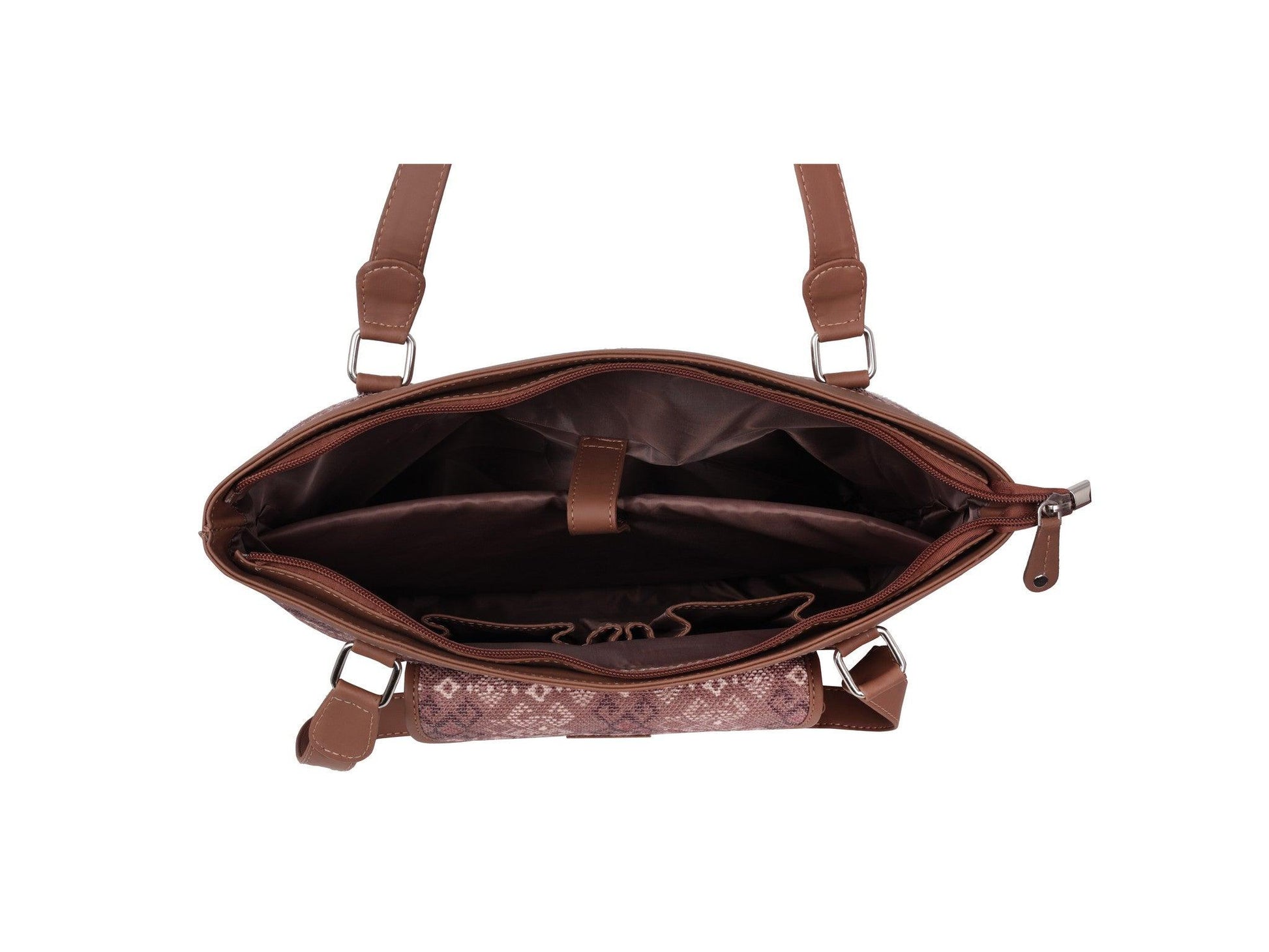 Brown Diamond Pattern Vegan Leather Office Bag for Women - Stylish & Functional | Amic Bags - Amic