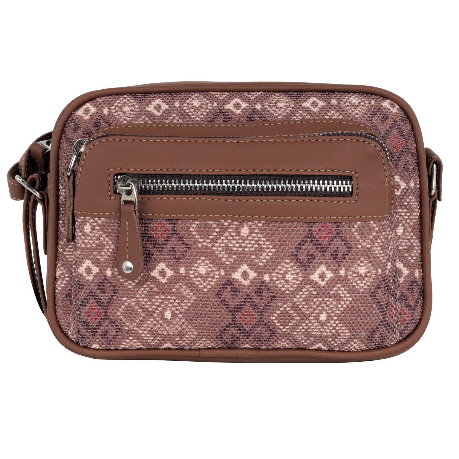 Amic Brown Geometric Sling Wallet – Stylish & Functional for Everyday Use - Amic
