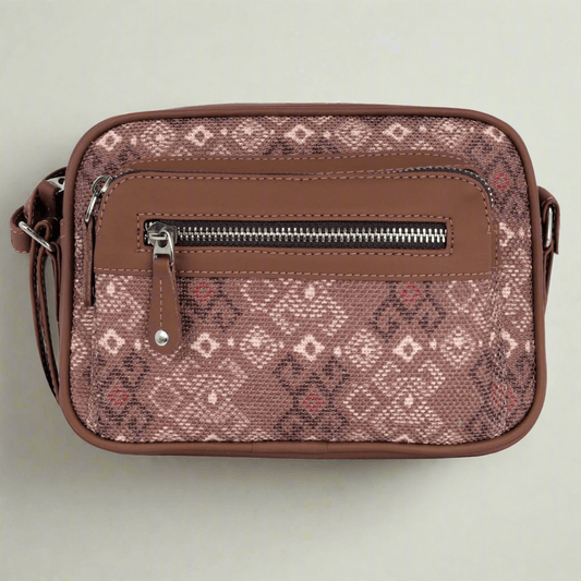 Amic Brown Geometric Sling Wallet – Stylish & Functional for Everyday Use - Amic