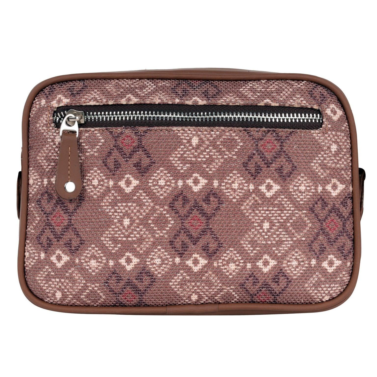 Amic Brown Geometric Sling Wallet – Stylish & Functional for Everyday Use - Amic