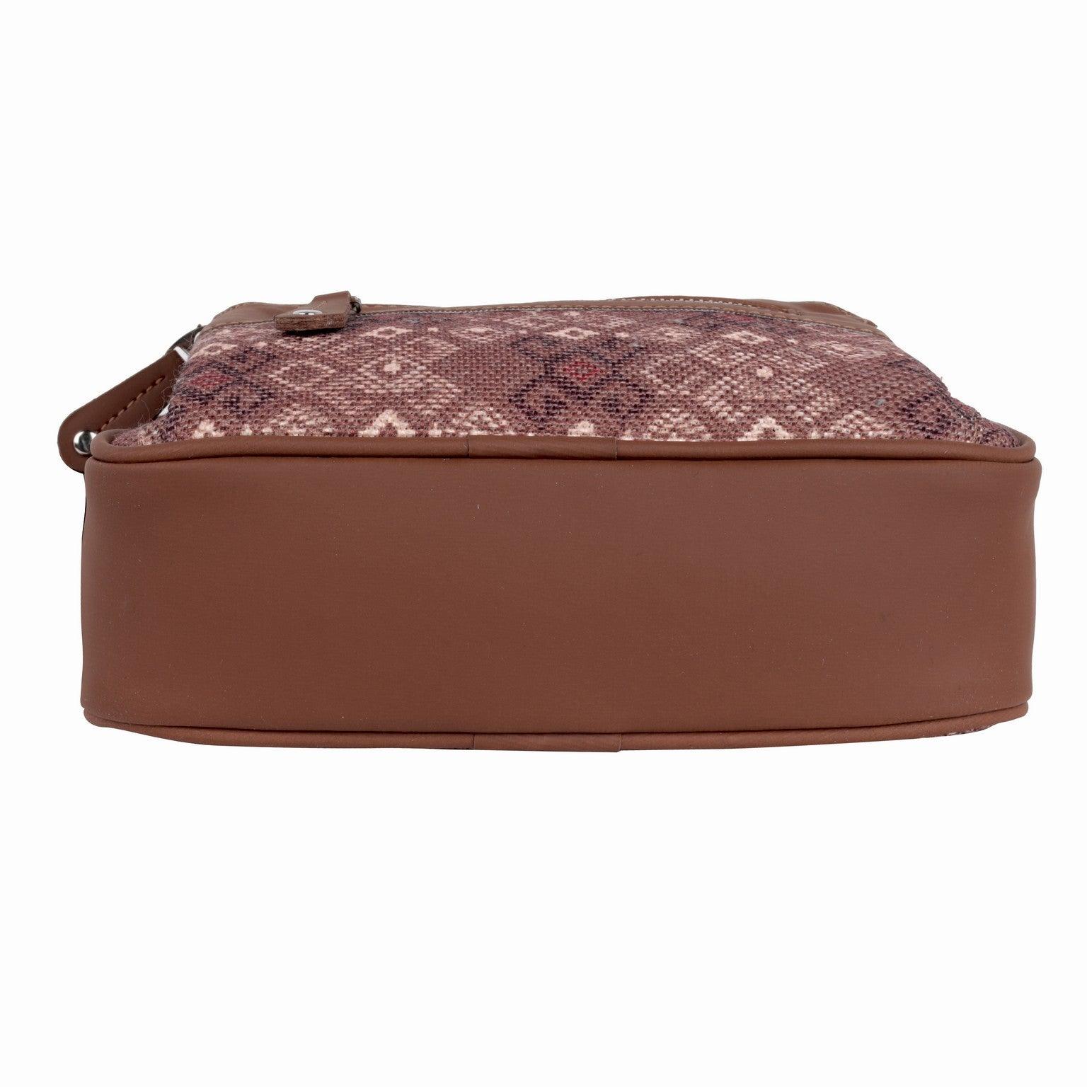 Amic Brown Geometric Sling Wallet – Stylish & Functional for Everyday Use - Amic