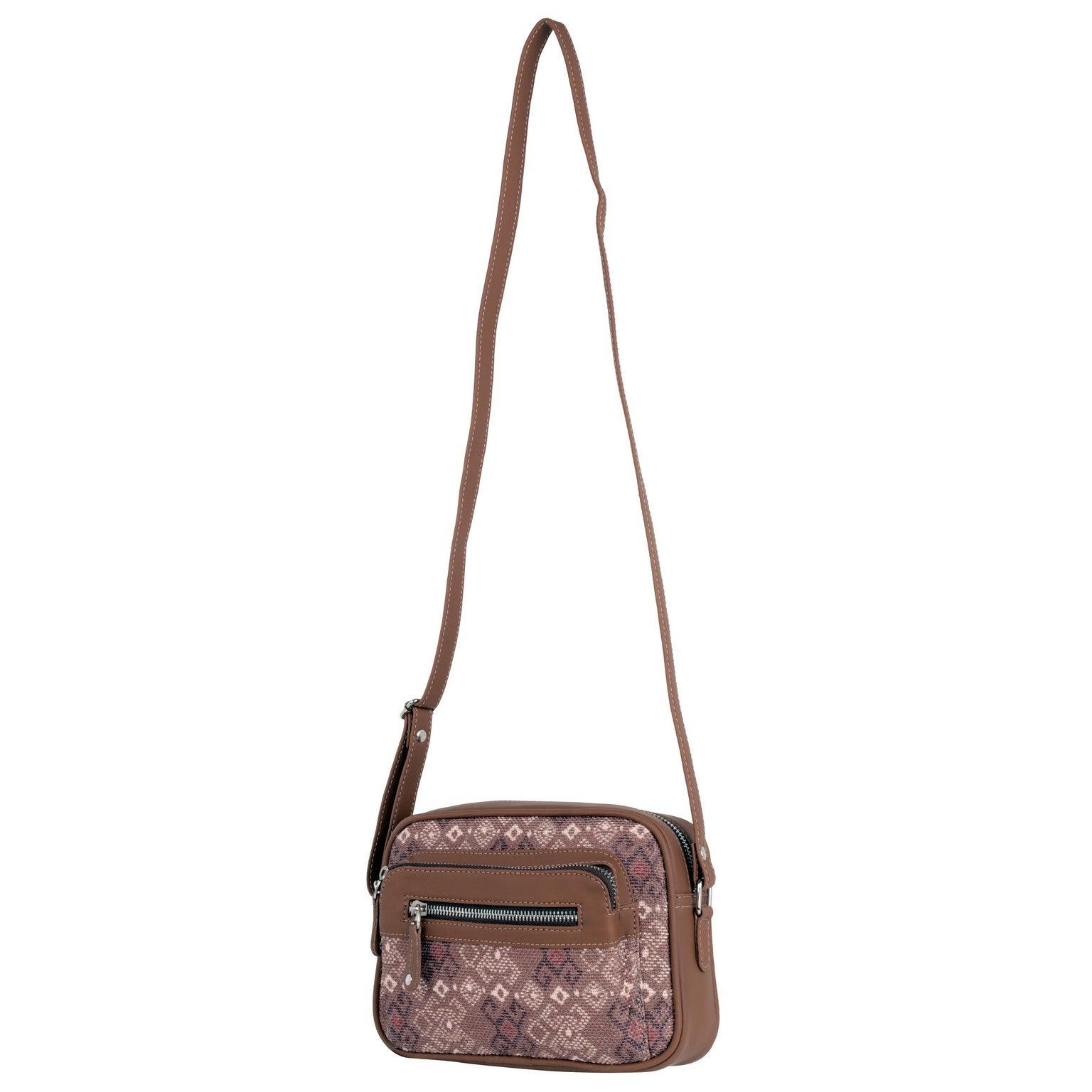 Amic Brown Geometric Sling Wallet – Stylish & Functional for Everyday Use - Amic