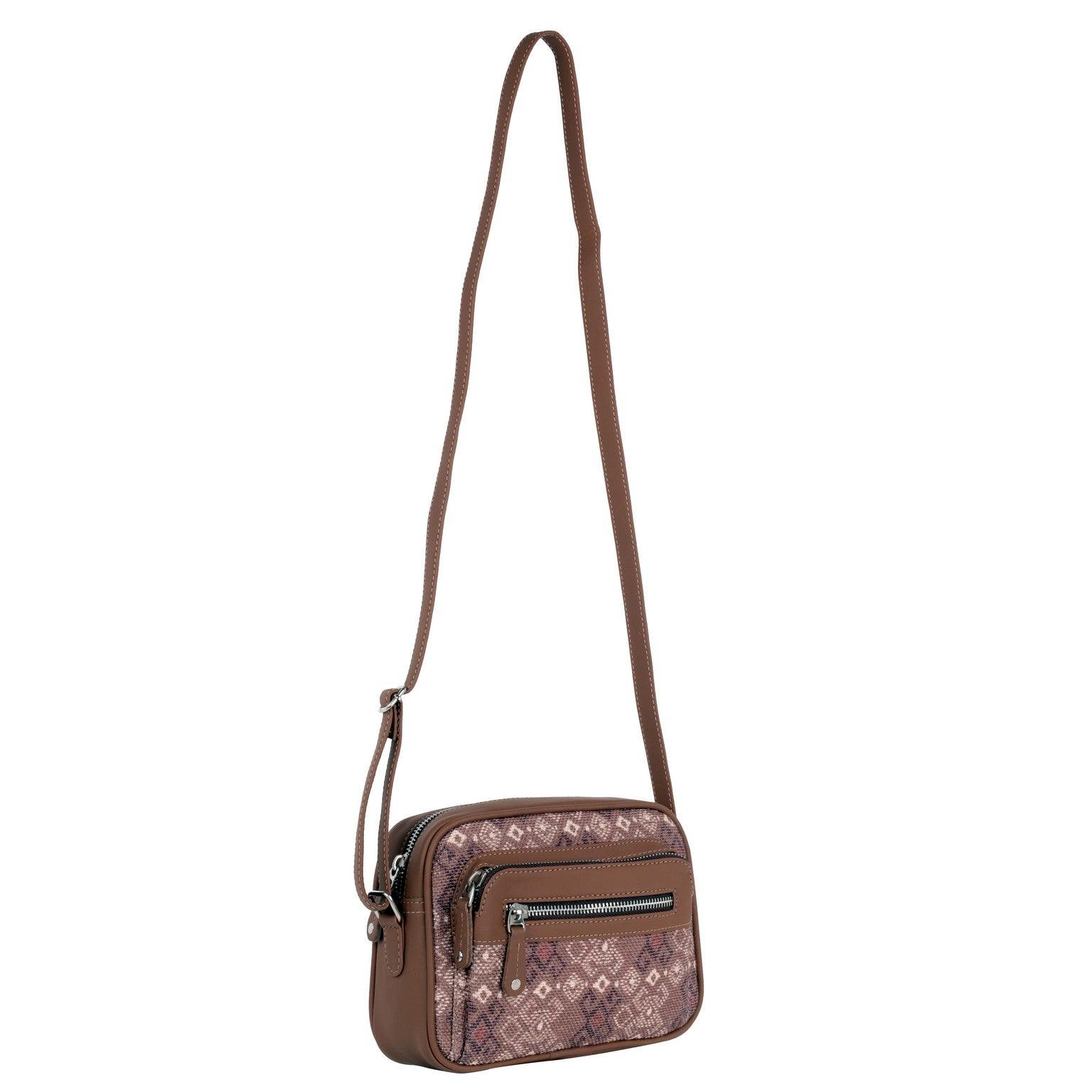 Amic Brown Geometric Sling Wallet – Stylish & Functional for Everyday Use - Amic