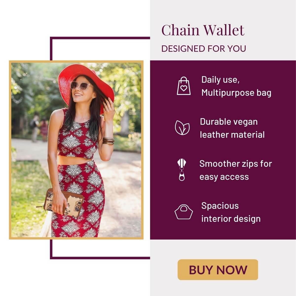 Elegant Patterned Chain Wallet | AMIC - Amic