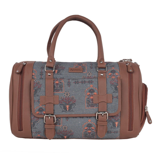 Amic Jute Printed Handcrafted Travel Bag, Luggage Shoulder Bag Duffel Without Wheels - Amic