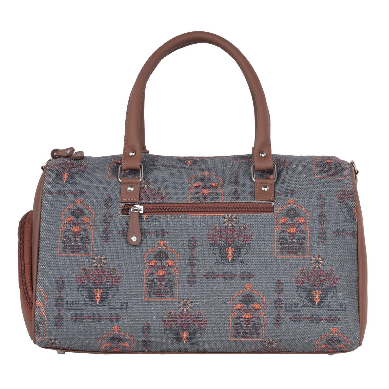 Amic Jute Printed Handcrafted Travel Bag, Luggage Shoulder Bag Duffel Without Wheels - Amic