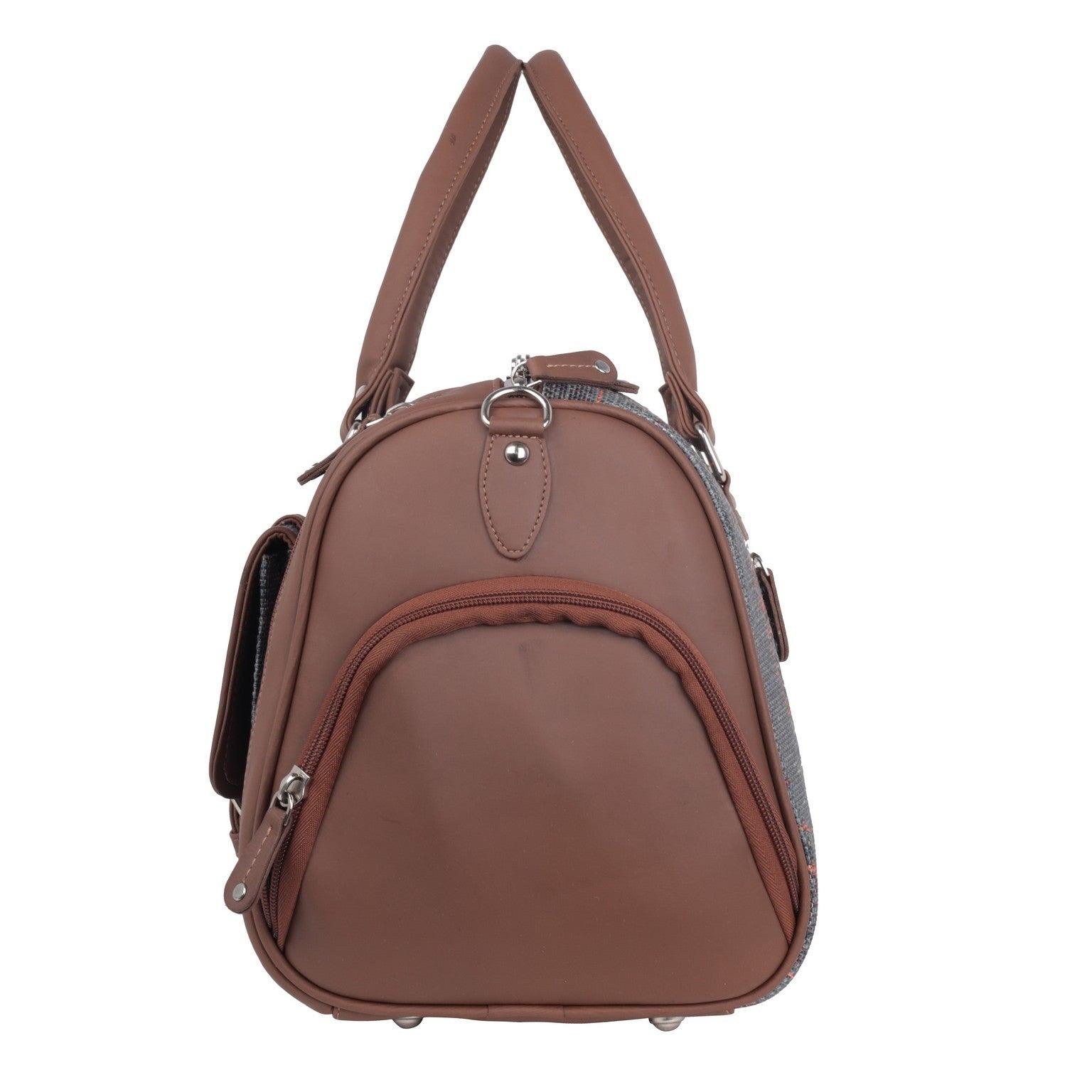 Amic Jute Printed Handcrafted Travel Bag, Luggage Shoulder Bag Duffel Without Wheels - Amic