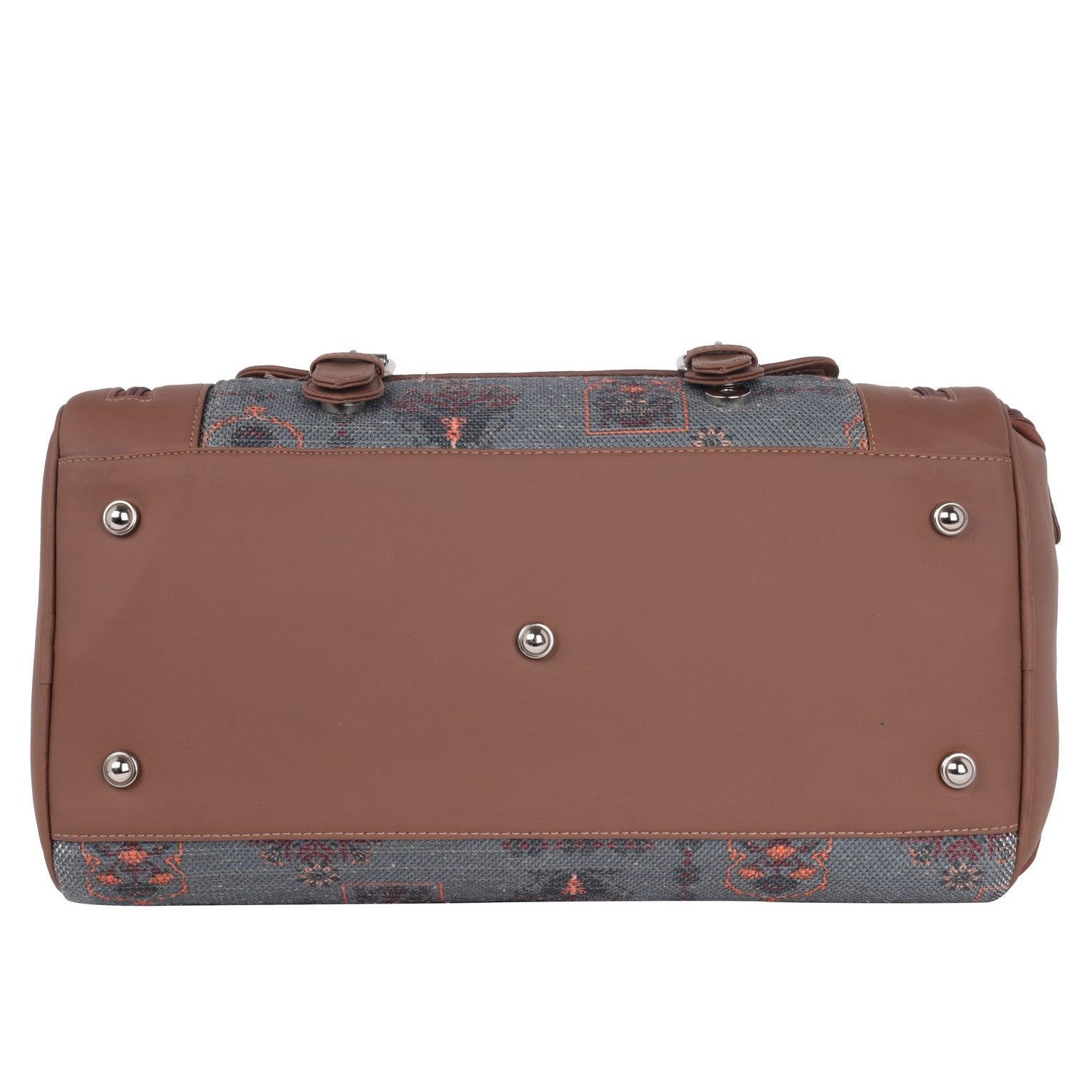 Amic Jute Printed Handcrafted Travel Bag, Luggage Shoulder Bag Duffel Without Wheels - Amic