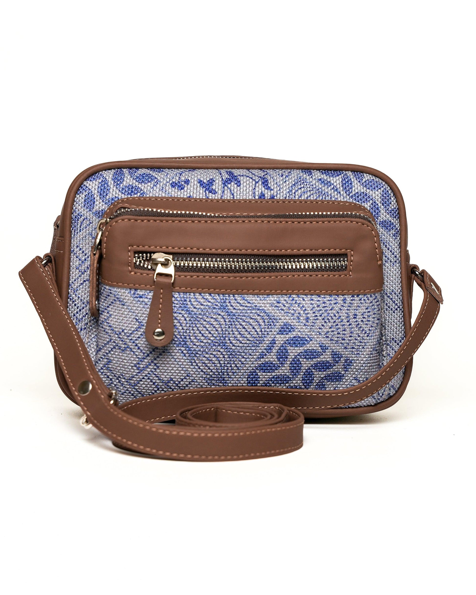 Amic Blue Floral Sling Wallet – Compact, Durable & Elegant - Amic