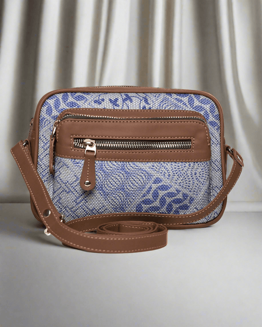 Amic Blue Floral Sling Wallet – Compact, Durable & Elegant - Amic