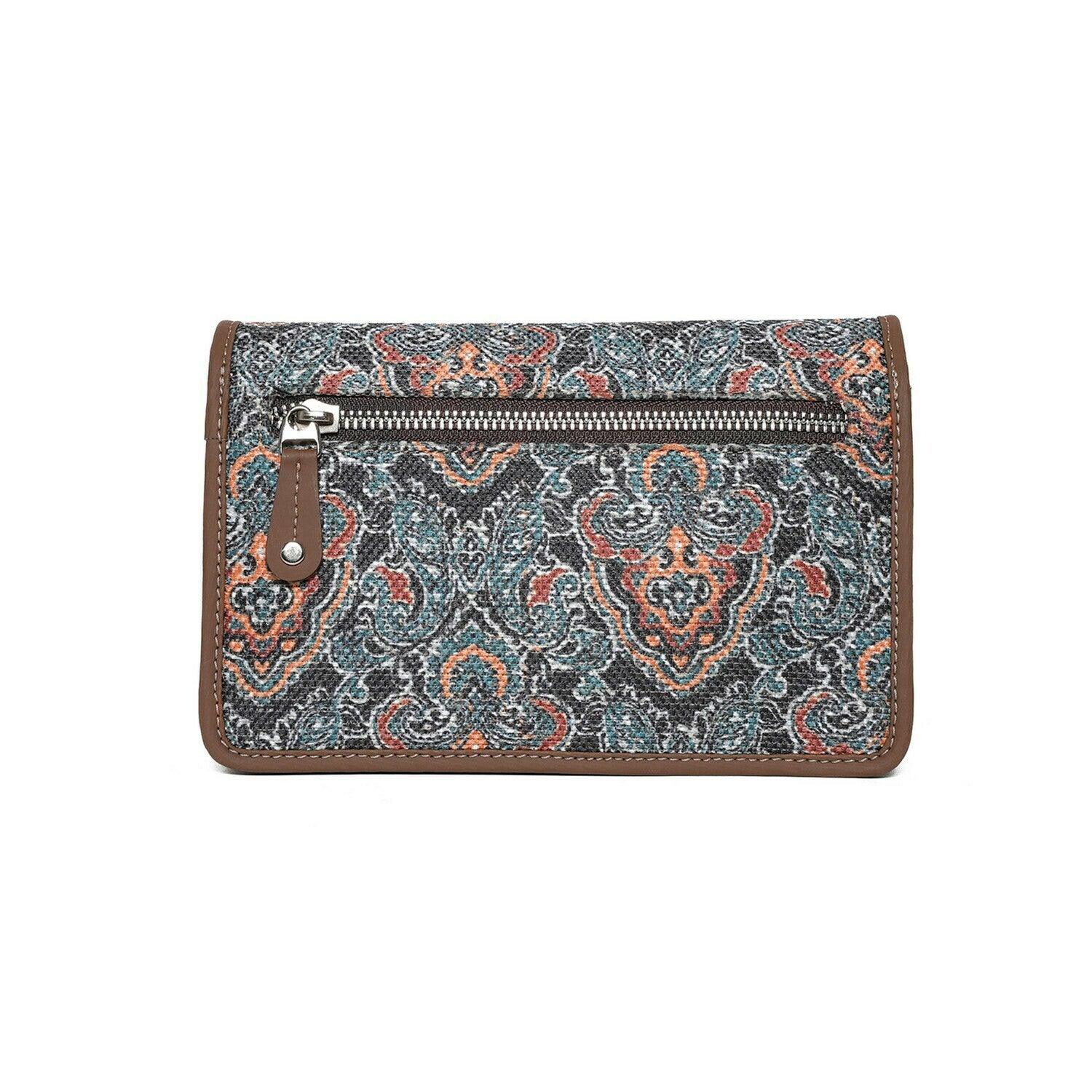 Artistic Paisley Sling Wallet with Vegan Leather Accent – By Amic - Amic