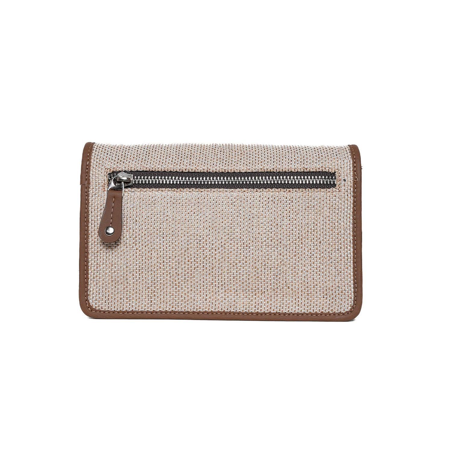 Elegant Beige Sling Wallet with Vegan Leather Detailing – By Amic - Amic