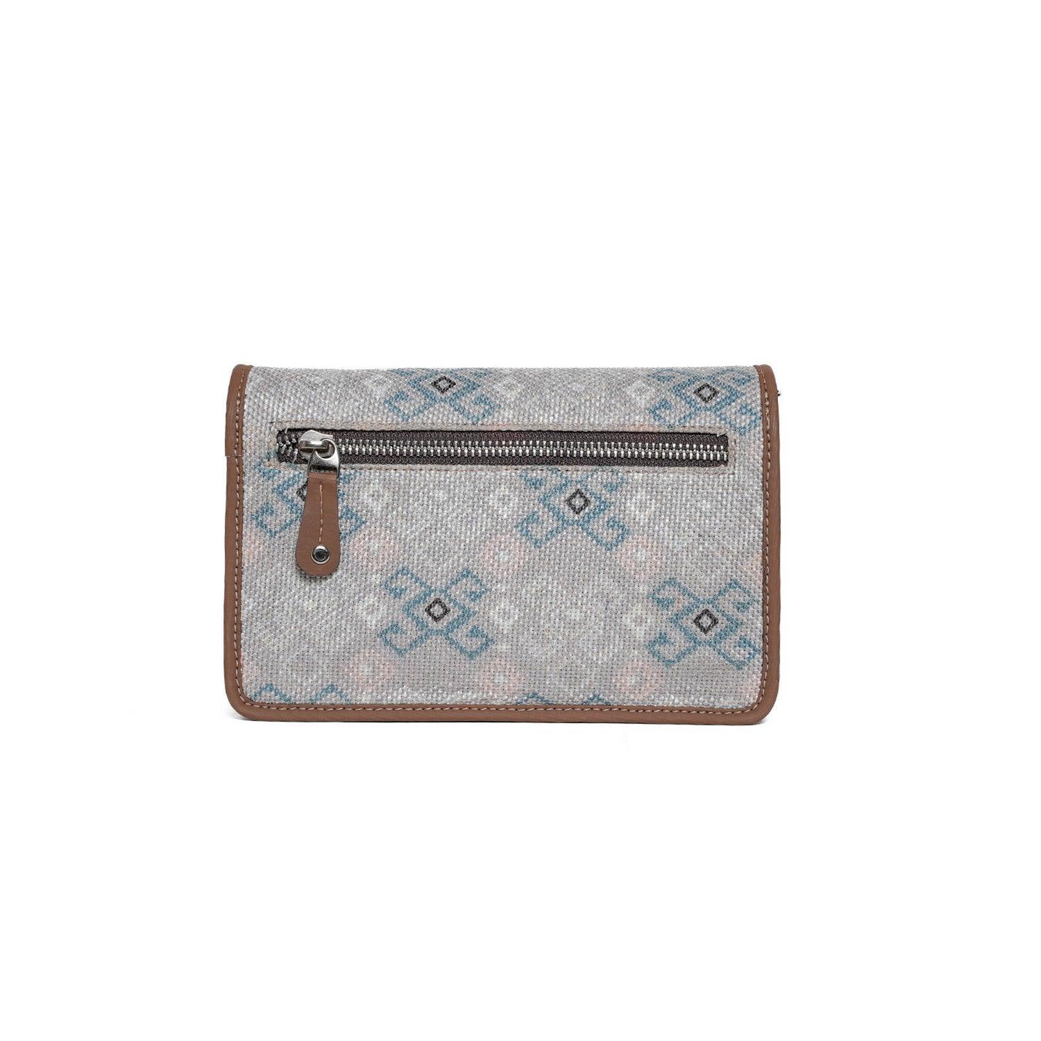 Stylish Grey Sling Wallet with Subtle Blue Patterns – Amic - Amic