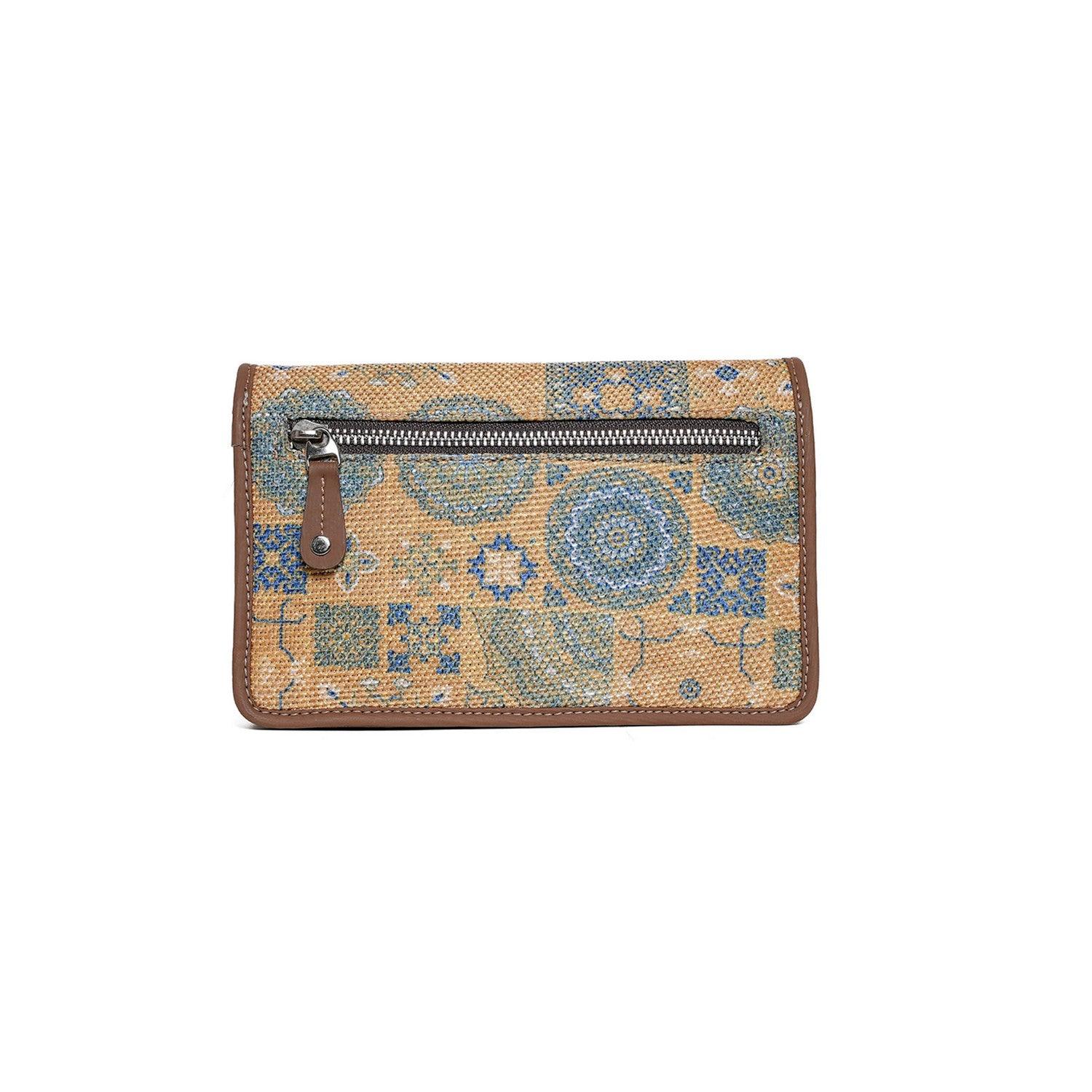 Bohemian-Style Blue Pattern Sling Wallet – Compact & Chic by Amic - Amic