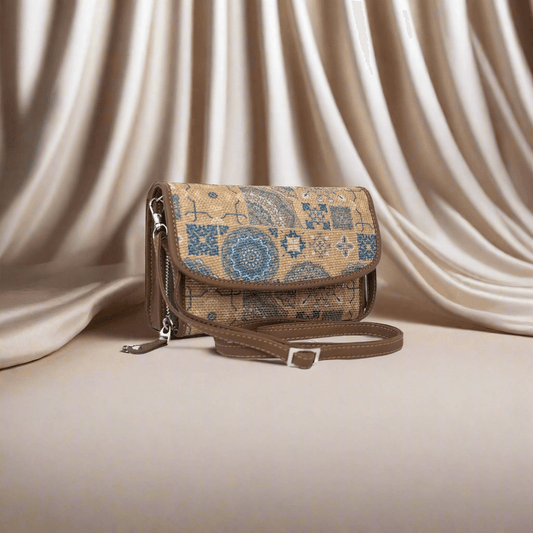 Bohemian-Style Blue Pattern Sling Wallet – Compact & Chic by Amic - Amic