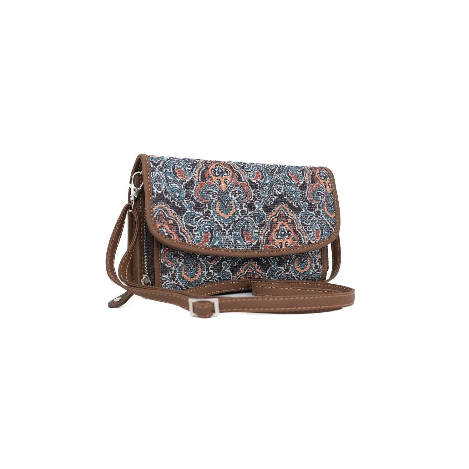 Artistic Paisley Sling Wallet with Vegan Leather Accent – By Amic - Amic
