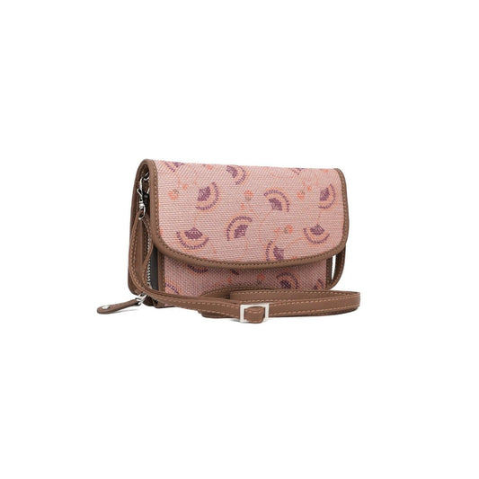 Blush Pink Patterned Sling Wallet – Amic's Elegant Compact Organizer - Amic