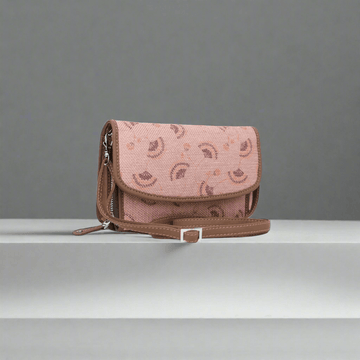 Blush Pink Patterned Sling Wallet – Amic's Elegant Compact Organizer - Amic