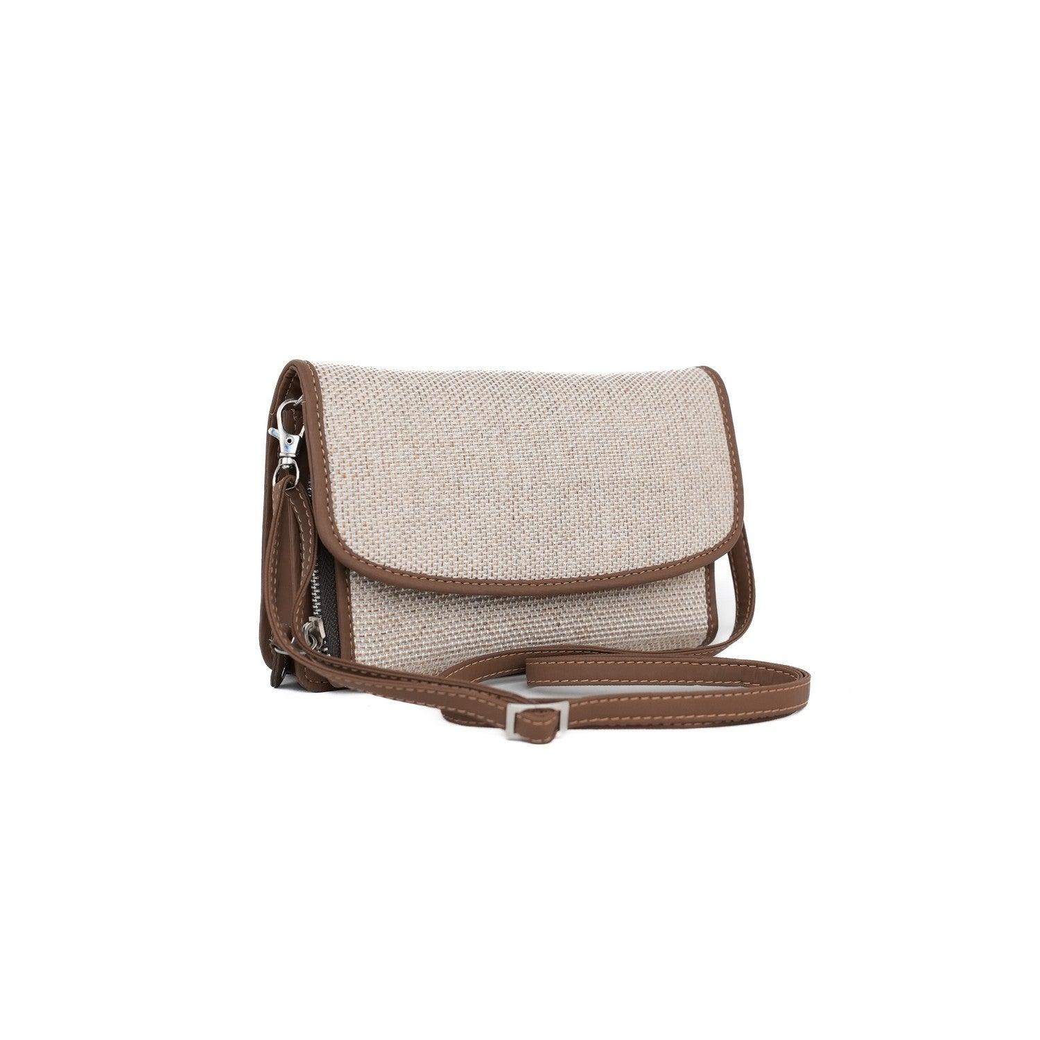 Elegant Beige Sling Wallet with Vegan Leather Detailing – By Amic - Amic