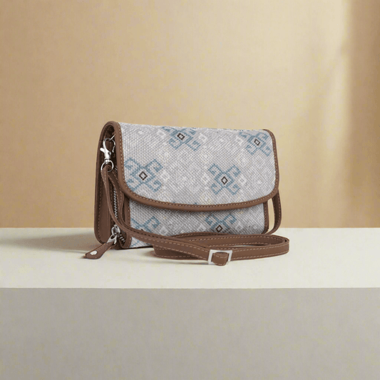 Stylish Grey Sling Wallet with Subtle Blue Patterns – Amic - Amic