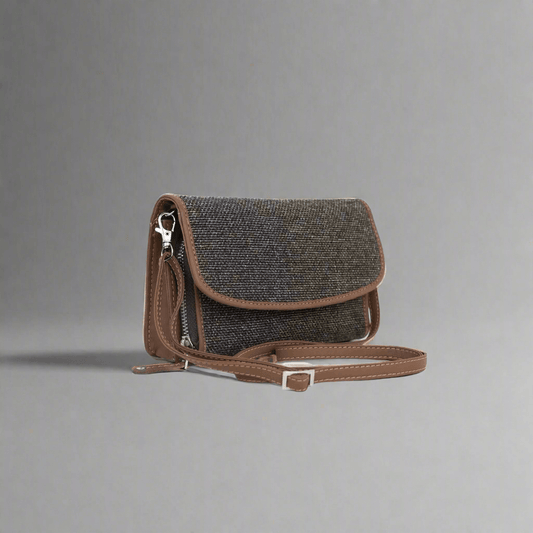 Compact Brown Textured Sling Wallet – Versatile and Chic by Amic - Amic