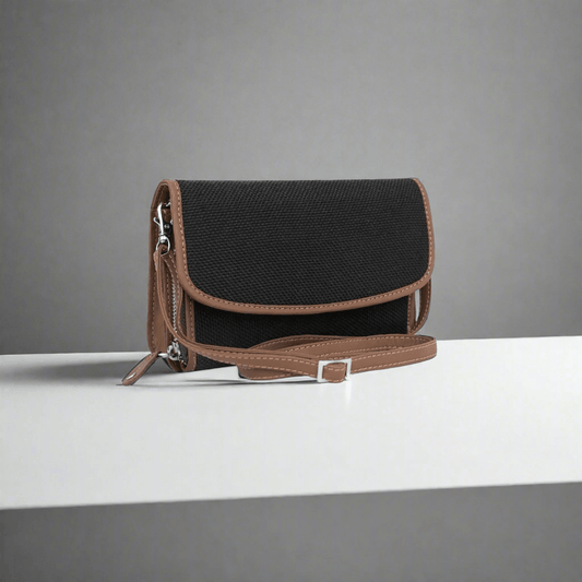 Classic Black Sling Wallet with Vegan Leather Accents – Amic - Amic