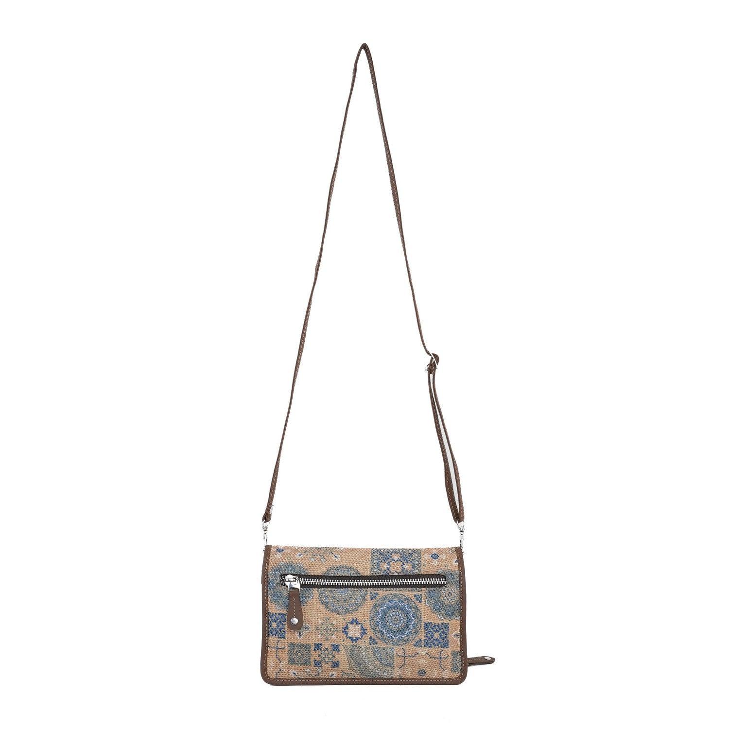 Bohemian-Style Blue Pattern Sling Wallet – Compact & Chic by Amic - Amic