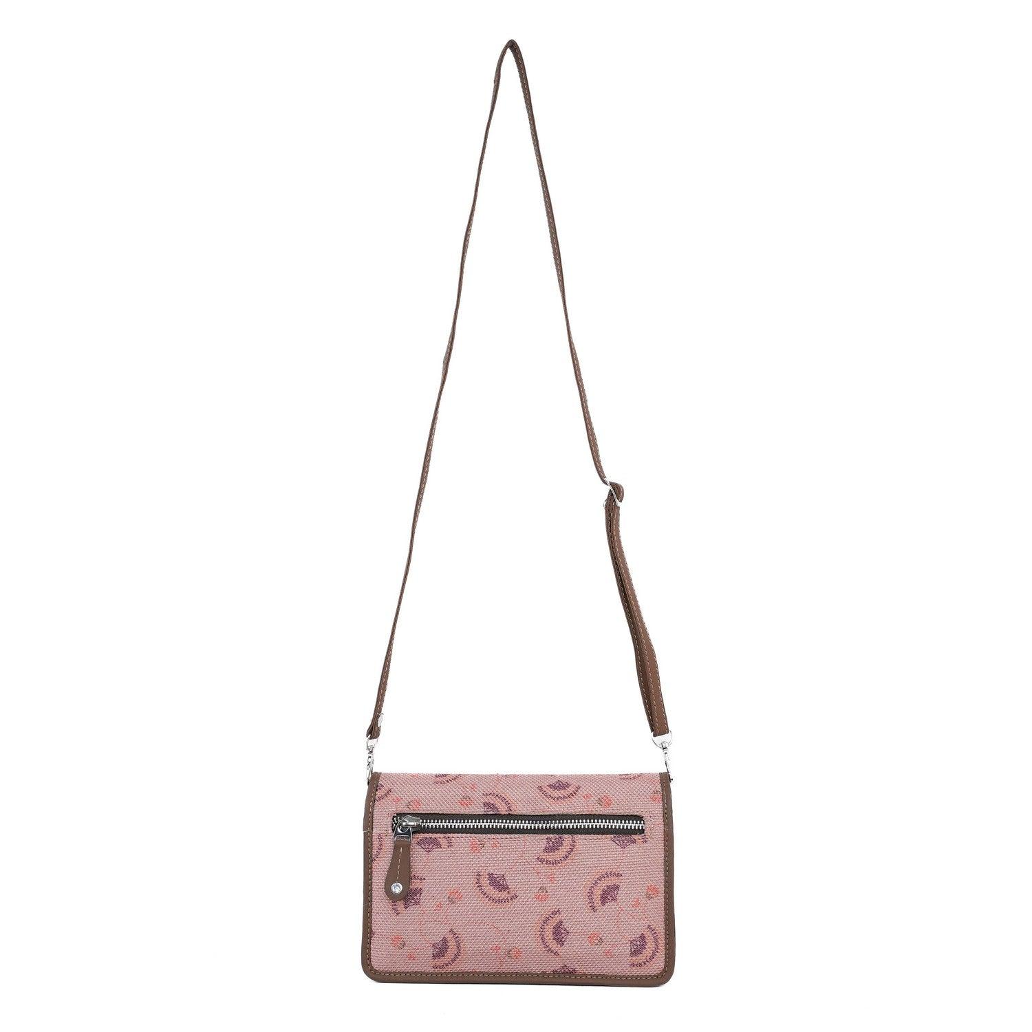 Blush Pink Patterned Sling Wallet – Amic's Elegant Compact Organizer - Amic