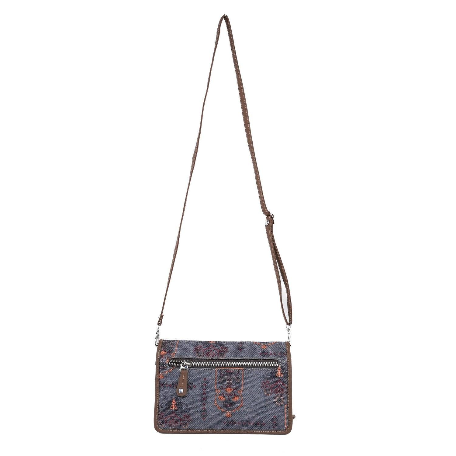 Classic Gray Sling Wallet with Traditional Motifs – By Amic - Amic