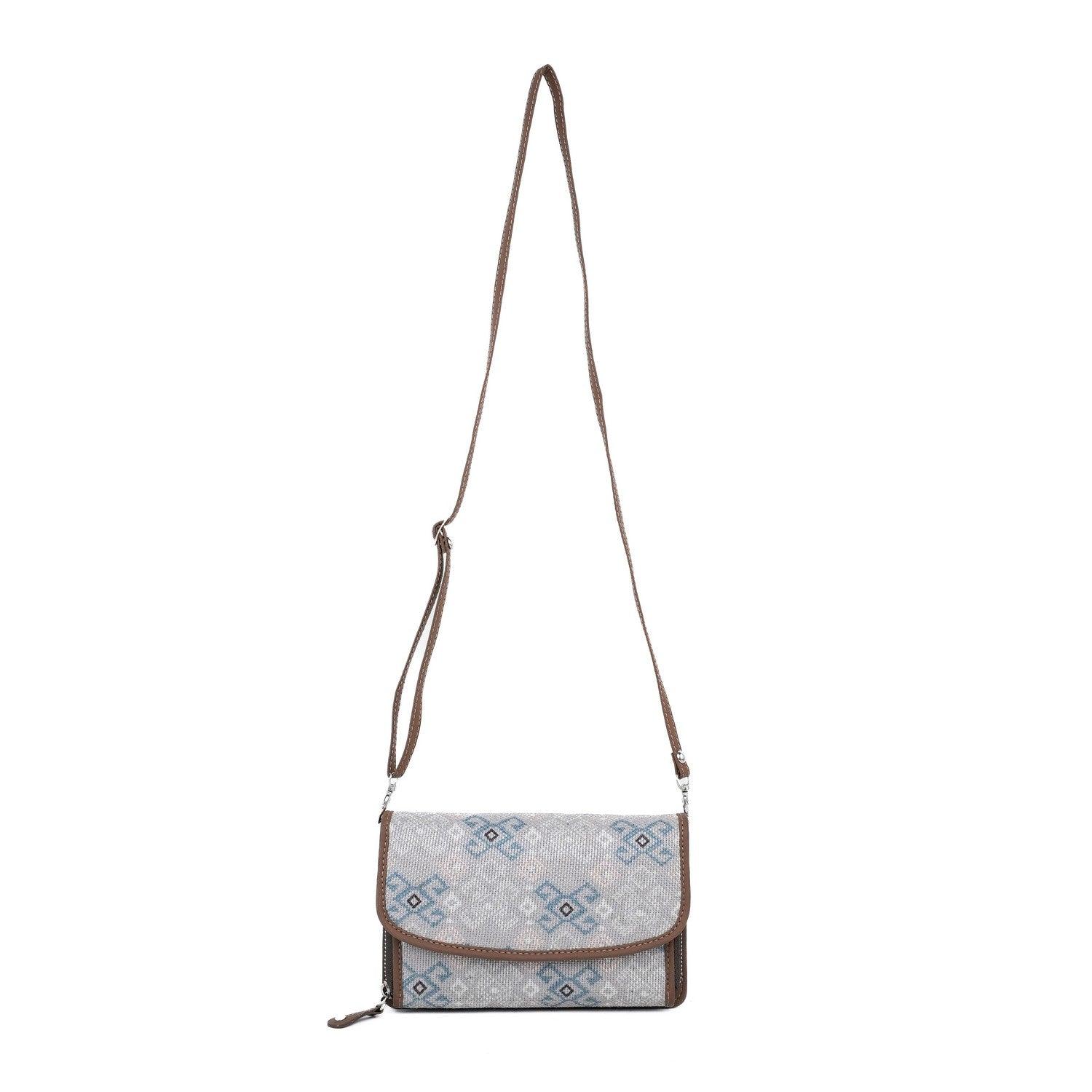 Stylish Grey Sling Wallet with Subtle Blue Patterns – Amic - Amic