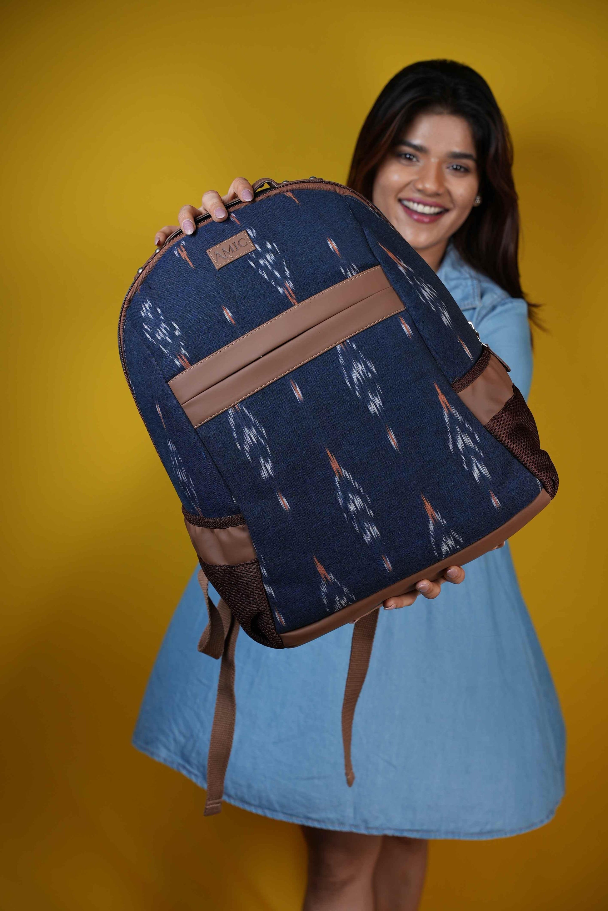 Amic Women Ikkat Classic Backpack 18 L Laptop Backpack - Amic